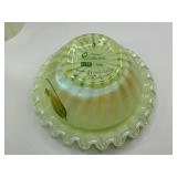 Fenton Topaz Opalescent Autumn Beauty Uranium Glass Fairy Lamp