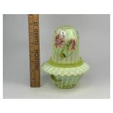 Fenton Topaz Opalescent Autumn Beauty Uranium Glass Fairy Lamp