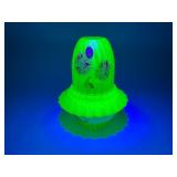 Fenton Topaz Opalescent Autumn Beauty Uranium Glass Fairy Lamp