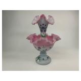 Fenton Burmese Art Glass 2pc. Epergne Vase