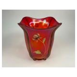 Fenton Ruby Red Stretch Glass Square Vase