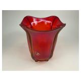 Fenton Ruby Red Stretch Glass Square Vase