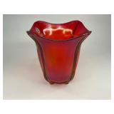 Fenton Ruby Red Stretch Glass Square Vase