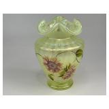 Fenton Topaz Opalescent Autumn Beauty Uranium Glass Vase