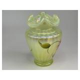 Fenton Topaz Opalescent Autumn Beauty Uranium Glass Vase