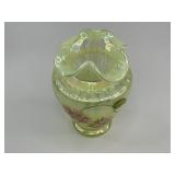 Fenton Topaz Opalescent Autumn Beauty Uranium Glass Vase