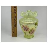 Fenton Topaz Opalescent Autumn Beauty Uranium Glass Vase