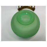 Fenton Dotted Swiss Willow Green Opalescent Satin Rose Glass Bowl with Base Stand