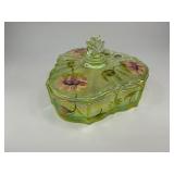 Fenton Topaz Opalescent Autumn Beauty Uranium Glass Candy Dish
