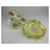 Fenton Topaz Opalescent Autumn Beauty Uranium Glass Candy Dish
