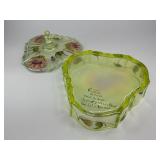 Fenton Topaz Opalescent Autumn Beauty Uranium Glass Candy Dish