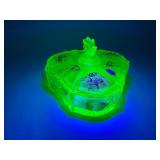 Fenton Topaz Opalescent Autumn Beauty Uranium Glass Candy Dish