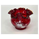 Fenton Ruffled Ruby Red Rose Bowl