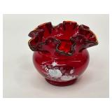 Fenton Ruffled Ruby Red Rose Bowl