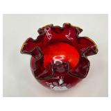 Fenton Ruffled Ruby Red Rose Bowl