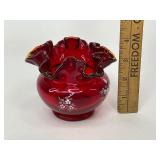 Fenton Ruffled Ruby Red Rose Bowl