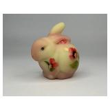 Fenton Burmese Art Glass Bunny Rabbit Uranium Glass