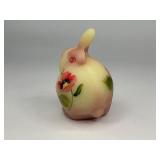 Fenton Burmese Art Glass Bunny Rabbit Uranium Glass