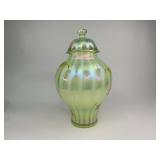 Fenton Opalescent Autumn Beauty Uranium Glass Jar