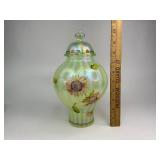 Fenton Opalescent Autumn Beauty Uranium Glass Jar