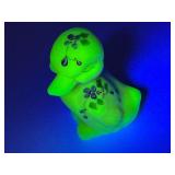 Fenton Burmese Art Glass Duck Uranium Glass