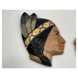 Pair of Native American Chalkware Wall Plaques