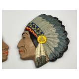 Pair of Native American Chalkware Wall Plaques