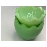 Jadeite Green Milk Glass Easter Egg Candy Trinket Dishes