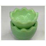 Jadeite Green Milk Glass Easter Egg Candy Trinket Dishes
