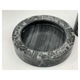 Etched Stone Ashtray and Cigarette Holder