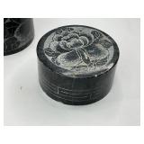 Etched Stone Ashtray and Cigarette Holder