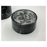 Etched Stone Ashtray and Cigarette Holder