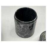 Etched Stone Ashtray and Cigarette Holder