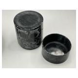 Etched Stone Ashtray and Cigarette Holder