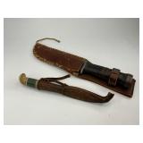 WWII Cattaraugus 225Q Knife with Sheath Plus Finland Puukko Knife and Sheath