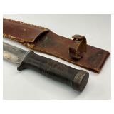 WWII Cattaraugus 225Q Knife with Sheath Plus Finland Puukko Knife and Sheath