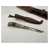 WWII Cattaraugus 225Q Knife with Sheath Plus Finland Puukko Knife and Sheath