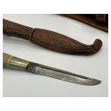WWII Cattaraugus 225Q Knife with Sheath Plus Finland Puukko Knife and Sheath