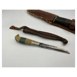 WWII Cattaraugus 225Q Knife with Sheath Plus Finland Puukko Knife and Sheath