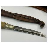 WWII Cattaraugus 225Q Knife with Sheath Plus Finland Puukko Knife and Sheath