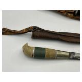 WWII Cattaraugus 225Q Knife with Sheath Plus Finland Puukko Knife and Sheath