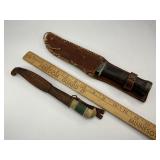 WWII Cattaraugus 225Q Knife with Sheath Plus Finland Puukko Knife and Sheath