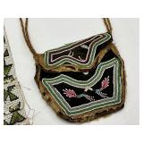 Native American Beadwork Bandolier Strap and Beaded Purse