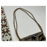 Native American Beadwork Bandolier Strap and Beaded Purse