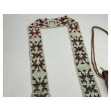 Native American Beadwork Bandolier Strap and Beaded Purse