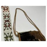 Native American Beadwork Bandolier Strap and Beaded Purse