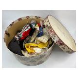 Vintage Hat Box of Scarves and Handkerchiefs