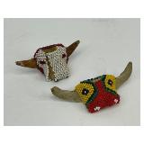 Two Native American Beadwork Bolo Tie Slides