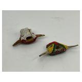 Two Native American Beadwork Bolo Tie Slides
