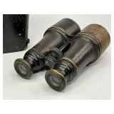 Antique Leather Wrapped Field Bioculars with Case